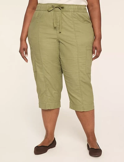 Slub Pull-On Cargo Crop Pant
