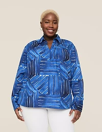 Relaxed Collared Split-Neck Popover