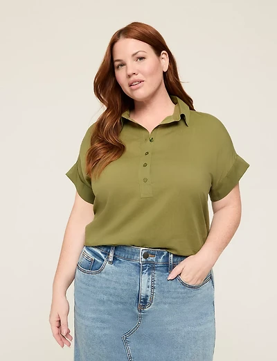 Relaxed Short-Sleeve Collared Shirt