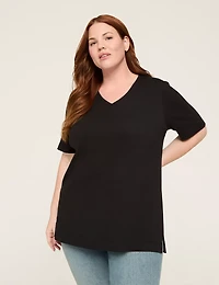 Elbow-Sleeve V-Neck Tunic Tee