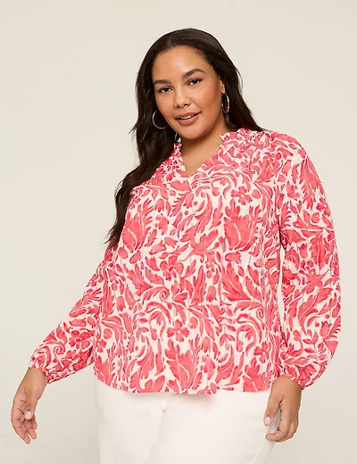 Ruffle-Neck Popover Blouse