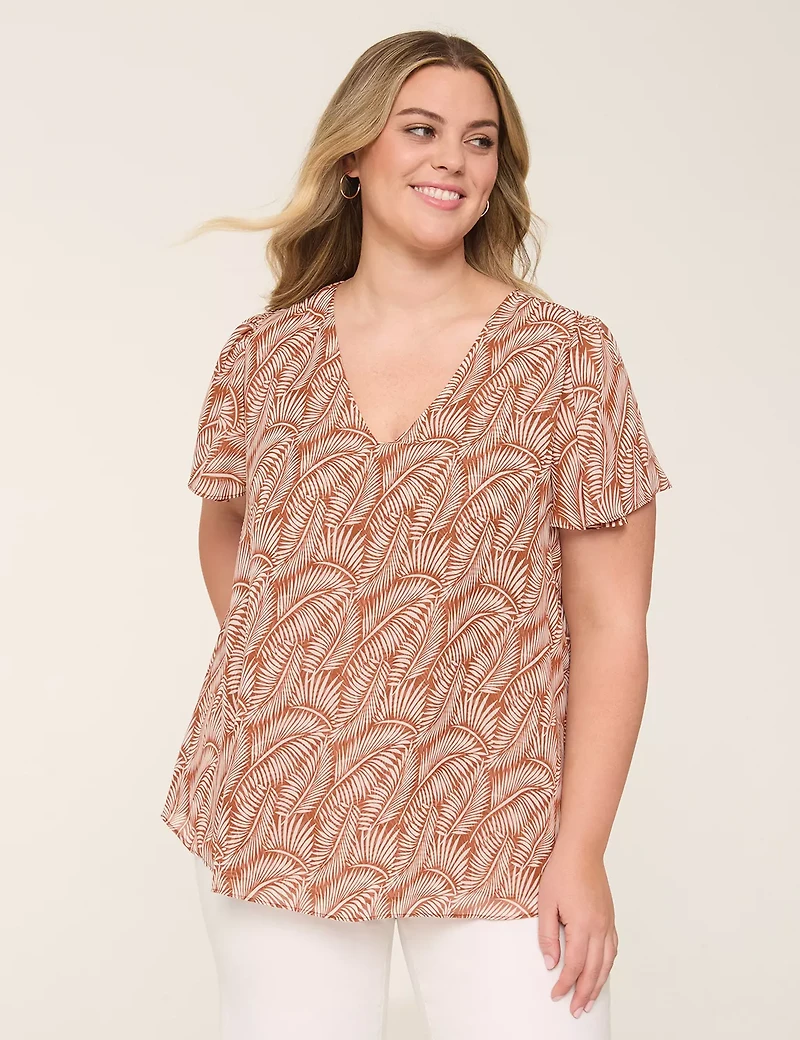 Swing Flutter-Sleeve Popover Top