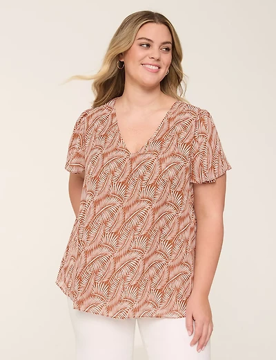 Swing Flutter-Sleeve Popover Top