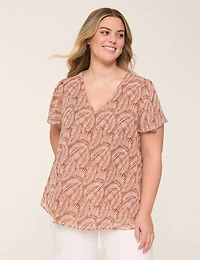 Swing Flutter-Sleeve Popover Top