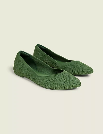 Stretch Knit Pointed Toe Ballet Flat