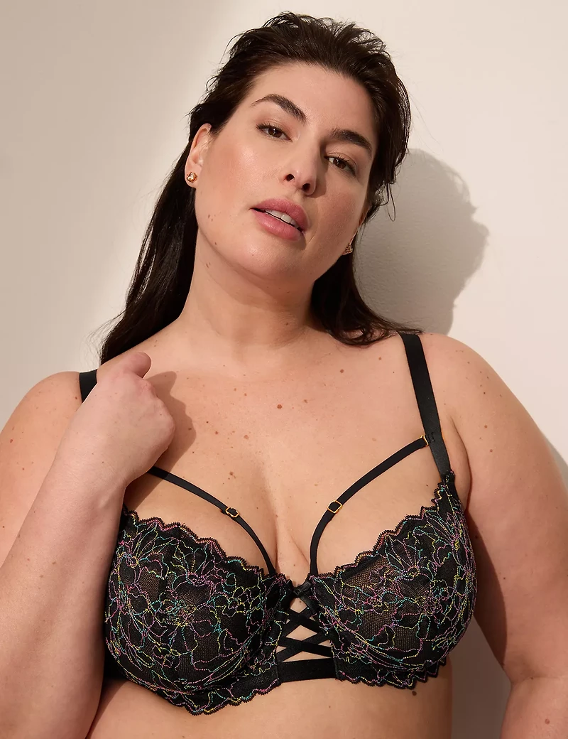 Strappy Rainbow Lace Unlined Balconette Bra