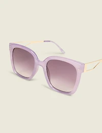 Purple Tortoiseshell Print Square Sunglasses