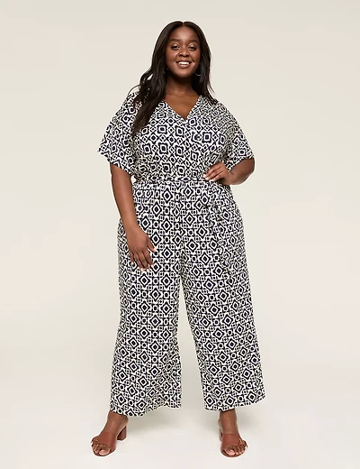 Kimono-Sleeve Tie-Waist Jumpsuit