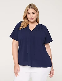 Swing Flutter-Sleeve Popover Blouse