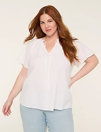 Swing Flutter-Sleeve Popover Blouse