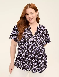 Swing Flutter-Sleeve Popover Blouse