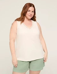 Lace-Trim Ribbed Tank