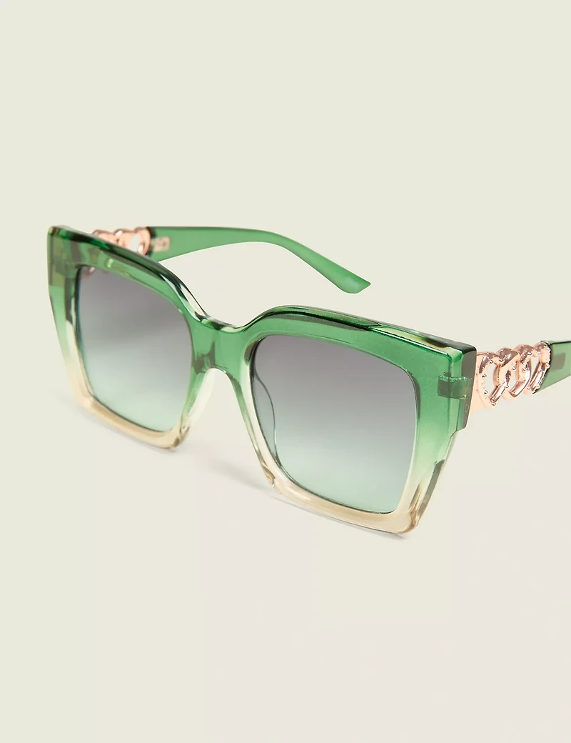 Green Ombre Heart-Detail Sunglasses