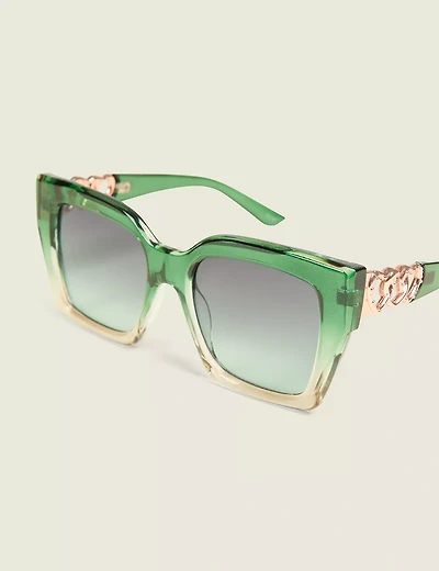 Green Ombre Heart-Detail Sunglasses