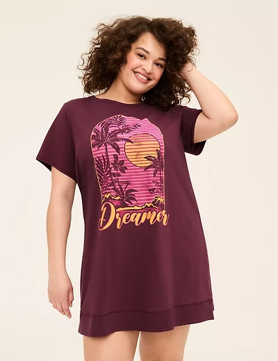 Comfy Cotton Rib-Trim Sleepshirt