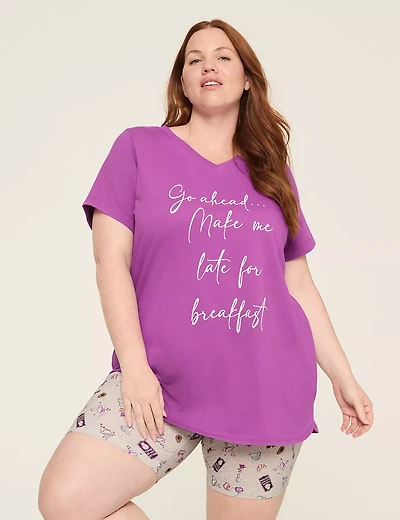 Comfy Cotton Tunic Tee & Bike Short PJ Set