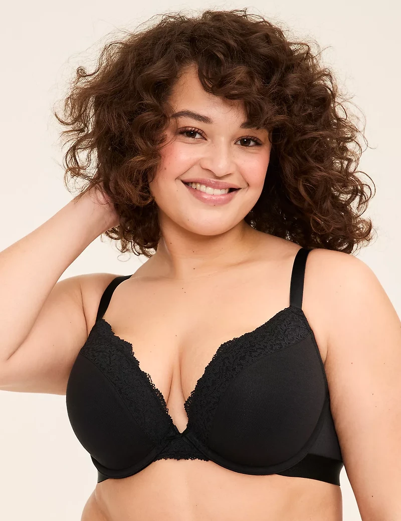 Cotton Boost Plunge Bra With Lace