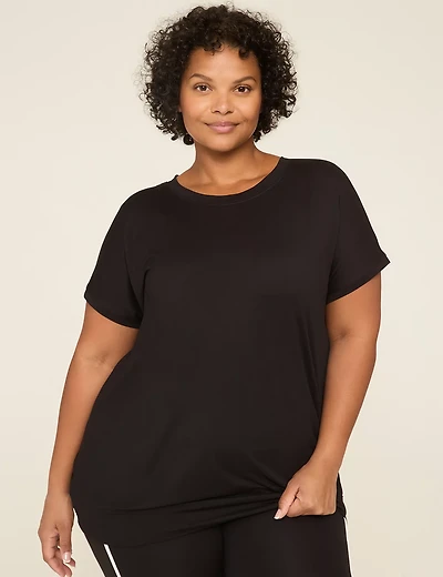 LIVI Soft Crew-Neck Banded-Bottom Tee