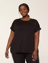 LIVI Soft Macrame-Detail Crew-Neck Tee