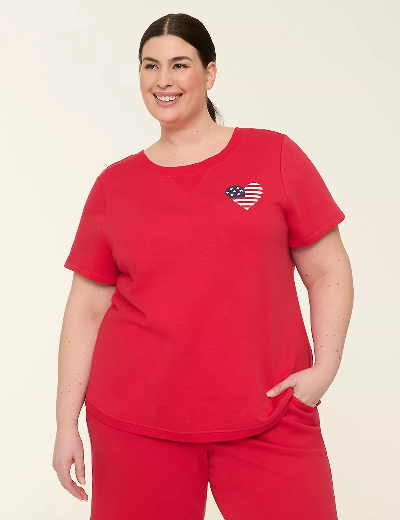 LIVI French Terry Short-Sleeve Cross-Back Sweatshirt