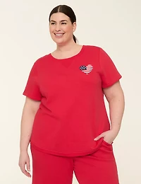 LIVI French Terry Short-Sleeve Cross-Back Sweatshirt