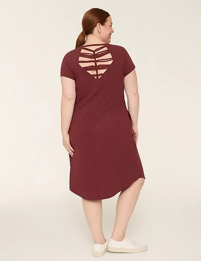 LIVI Soft Macrame-Back Midi Dress