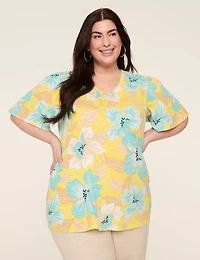 Flutter-Sleeve V-Neck Top