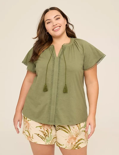 Notch-Neck Trim-Detail Top