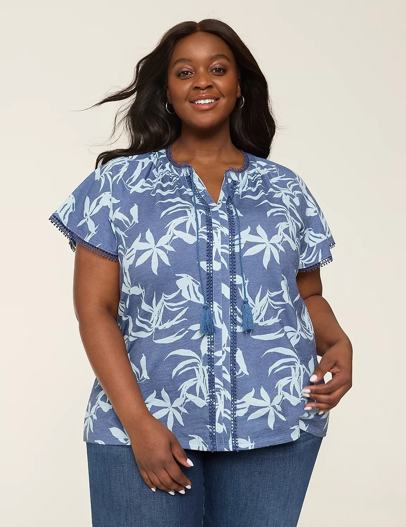 Notch-Neck Trim-Detail Top