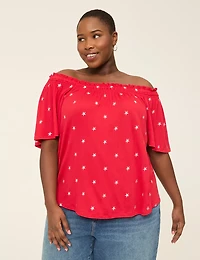 Smocked Square-Neck Convertible Top