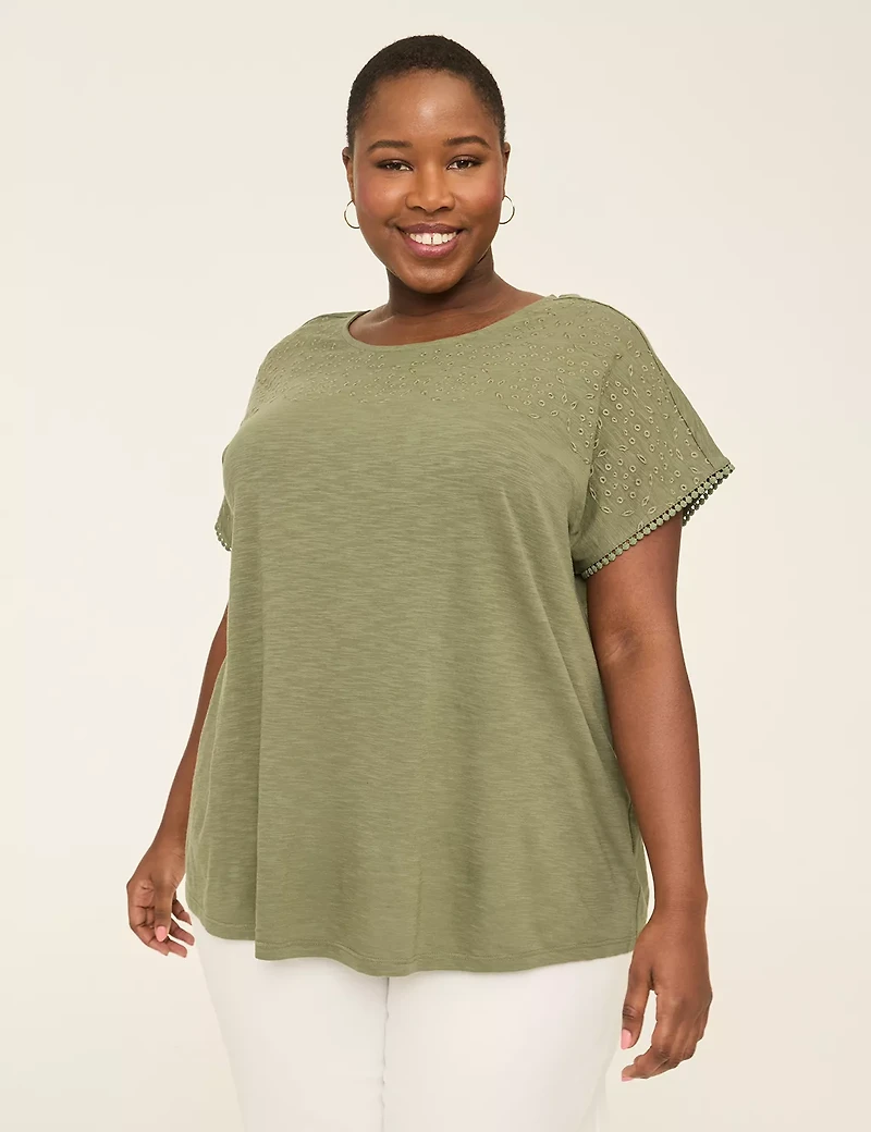 Dolman-Sleeve Eyelet-Detail Top