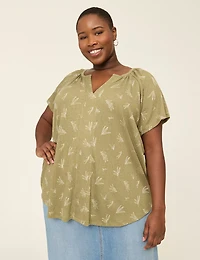 Short-Sleeve Notch-Neck Top