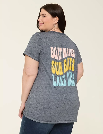 Glitter Boat Waves Double Graphic Tee