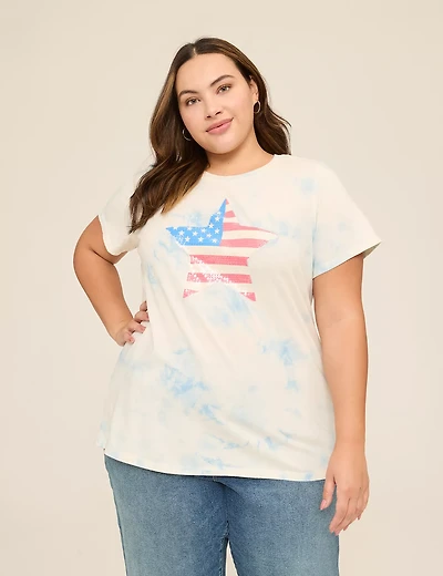 Sequin Tie Dye American Star Graphic Tee