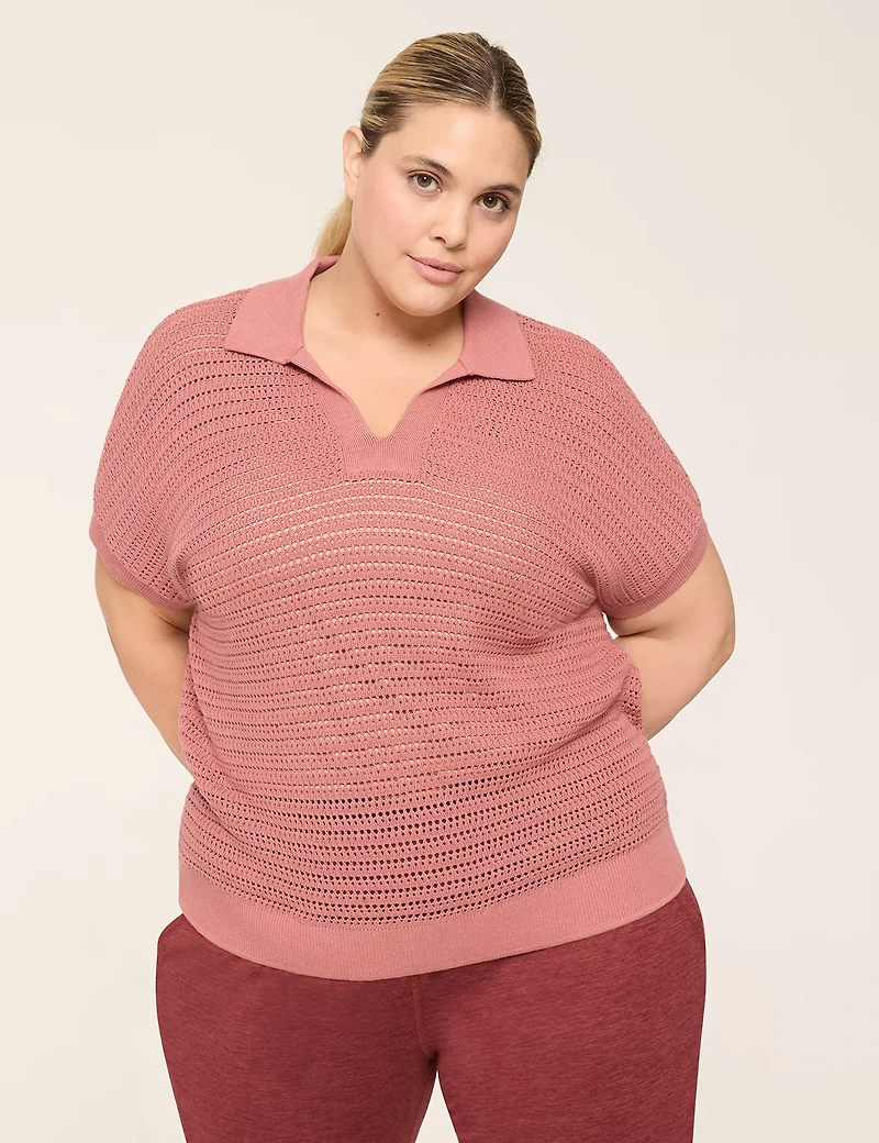 LIVI Short-Sleeve Collared Sweater