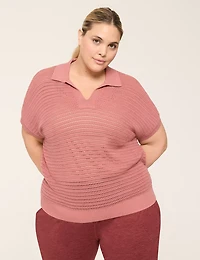 LIVI Short-Sleeve Collared Sweater