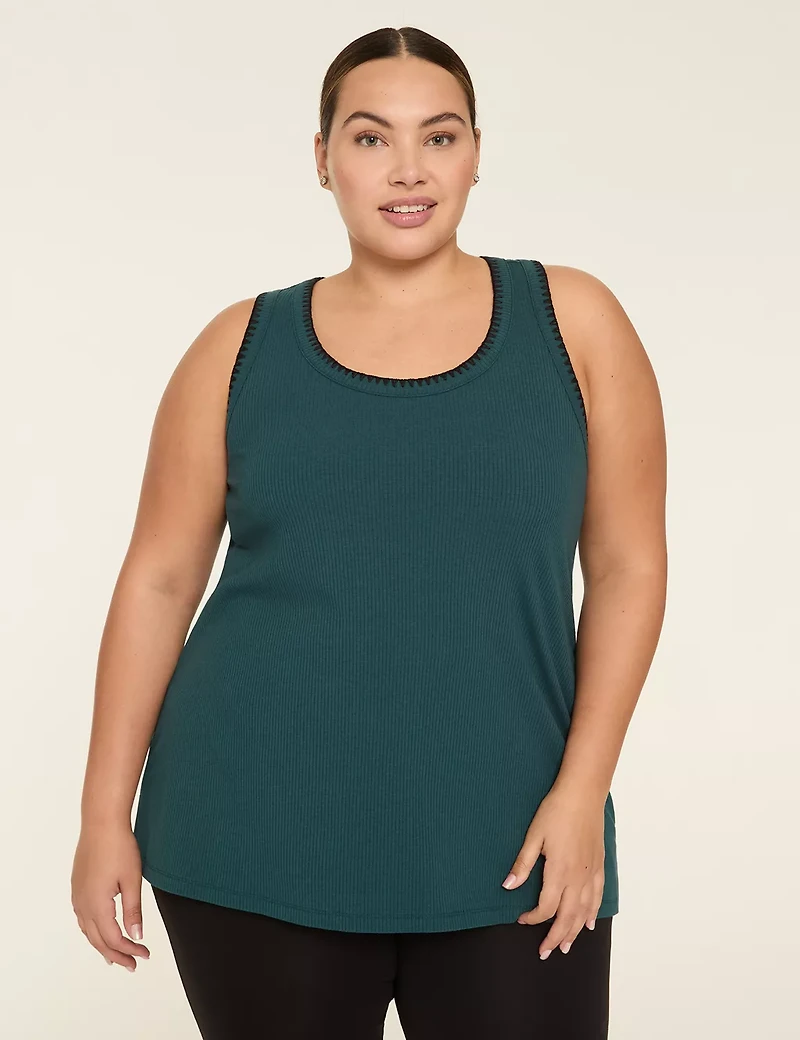 LIVI Ribbed Crochet-Detail Tank