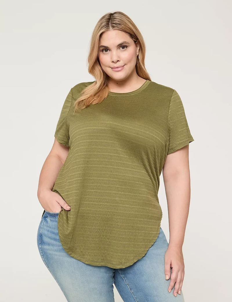 Swing Crew-Neck Textured Top