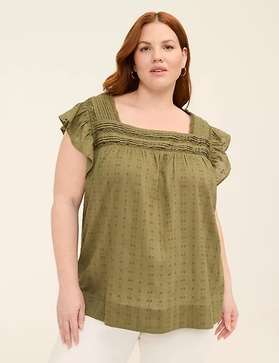 Swing Square-Neck Peasant Blouse