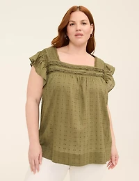 Swing Square-Neck Peasant Blouse