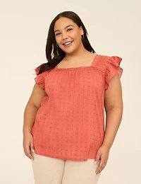 Swing Square-Neck Peasant Blouse