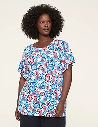 Shirred Flutter-Sleeve Top