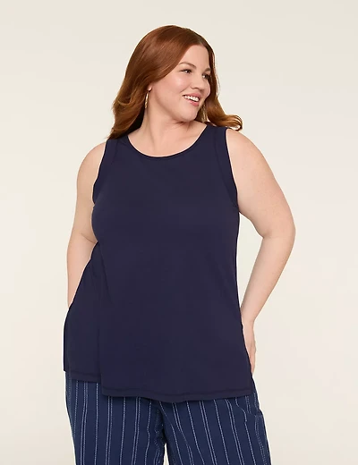 Trim-Detail Crew-Neck Tank