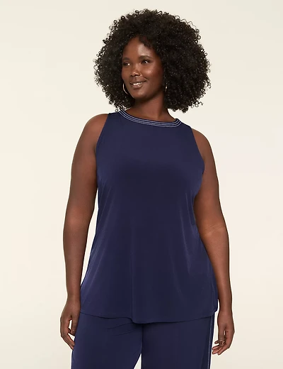 High-Neck Stitch-Detail Tank