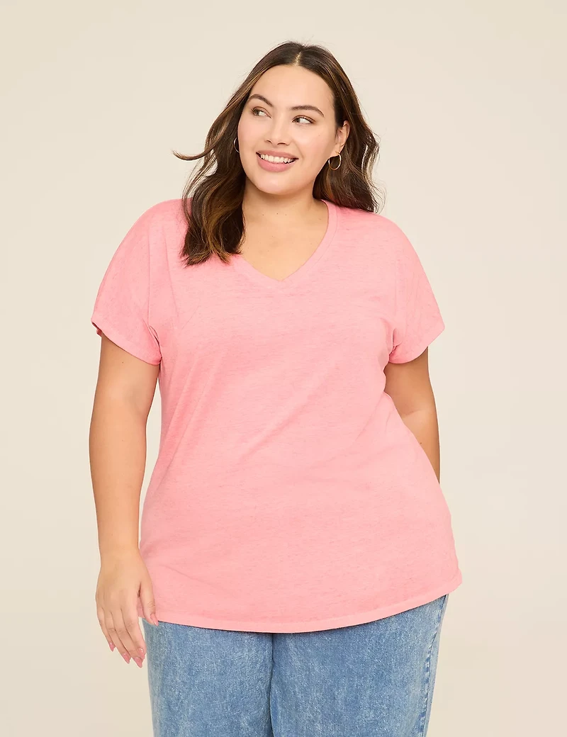 Dolman-Sleeve V-Neck Tee
