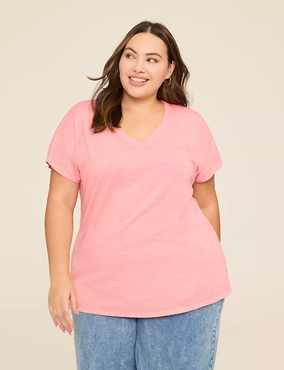 Dolman-Sleeve V-Neck Tee