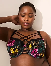 Printed Lace-Trim Boost Balconette Bra
