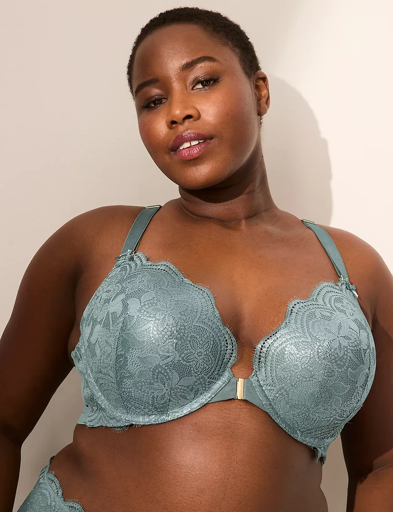 Foiled Lace Boost Plunge Bra