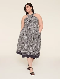 Split Halter-Neck Midi Dress