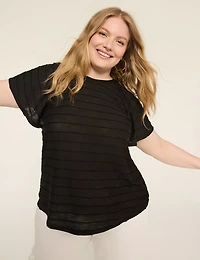 Shirred Flutter-Sleeve Top